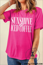 Rose red sunshine iced coffee casual summer t shirt - graphic tees