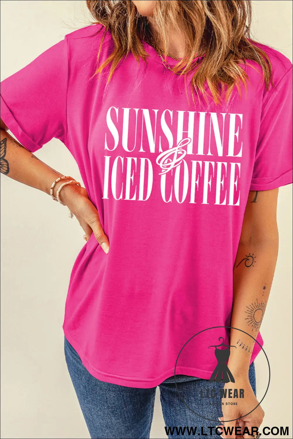 Rose red sunshine iced coffee casual summer t shirt - graphic tees