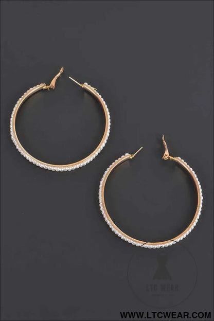 Round Shape Pearl Hoop Earrings