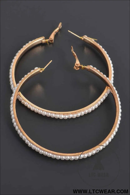 Round Shape Pearl Hoop Earrings