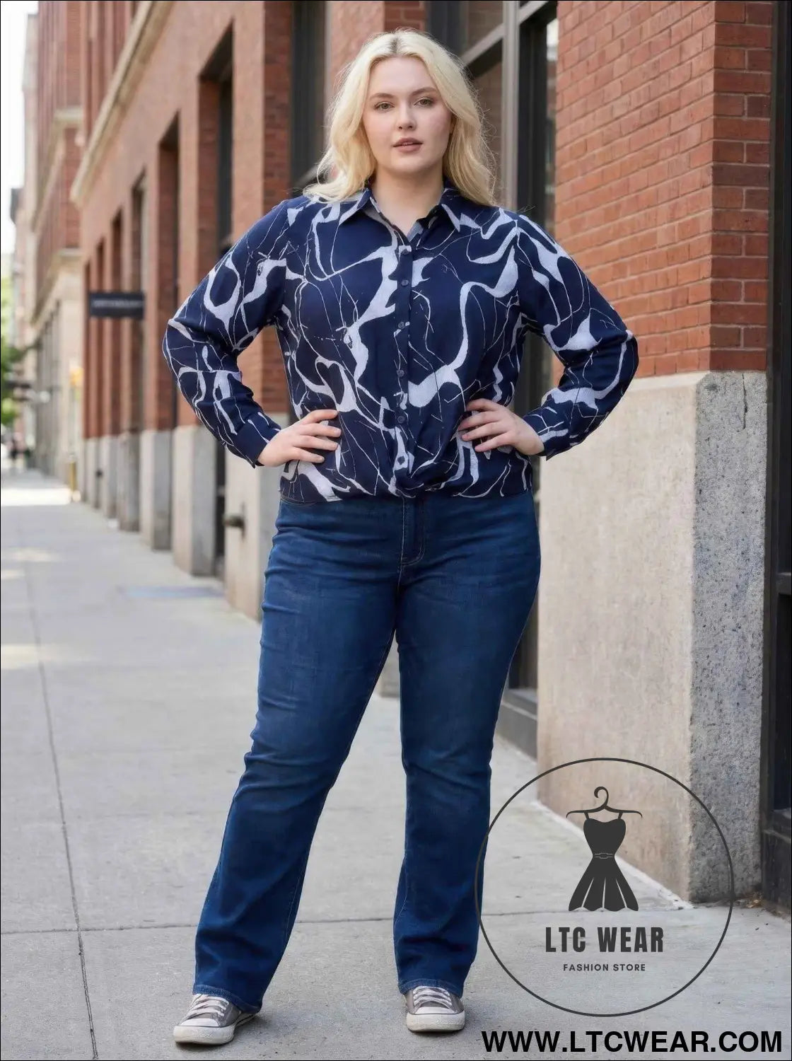 Rust Abstract Print Button-up Shirt
