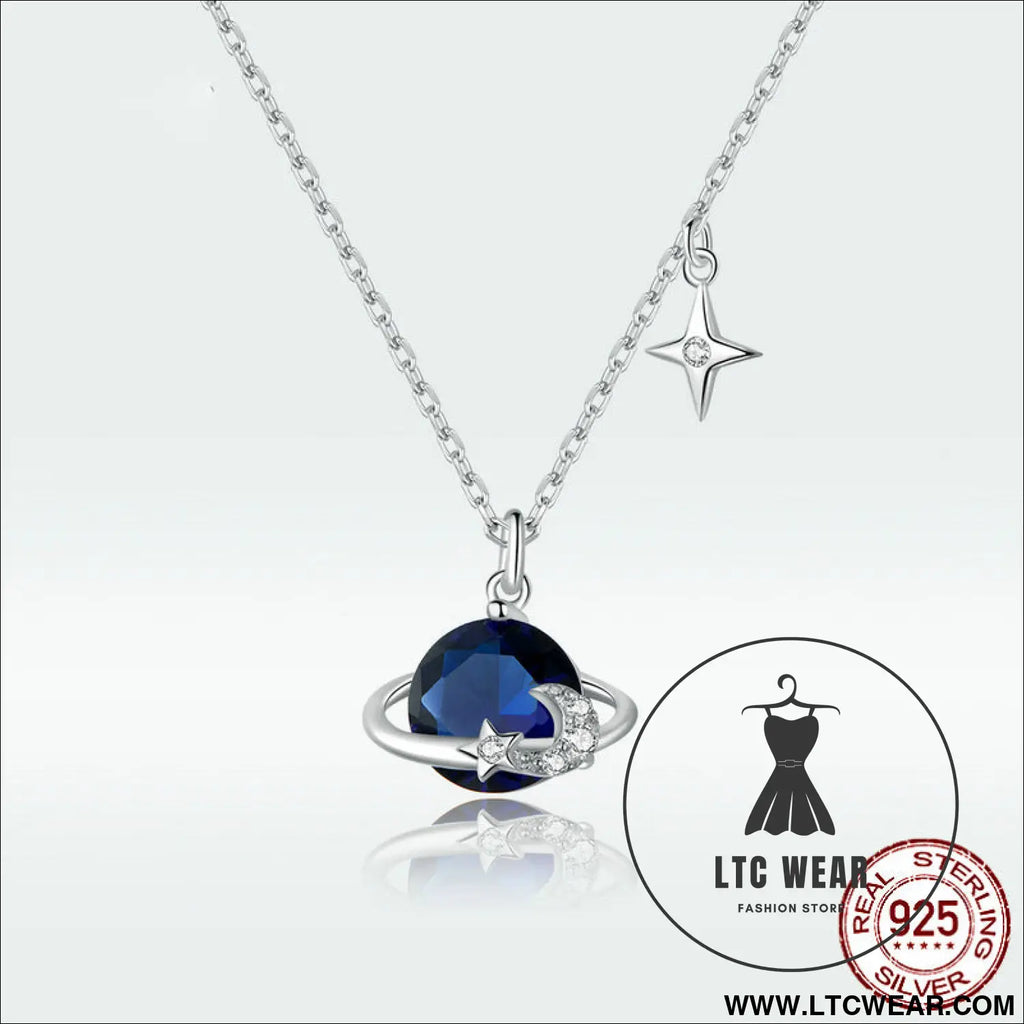 S925 sterling silver starry sky pendant necklace - bsn166 / sterling silver 925
