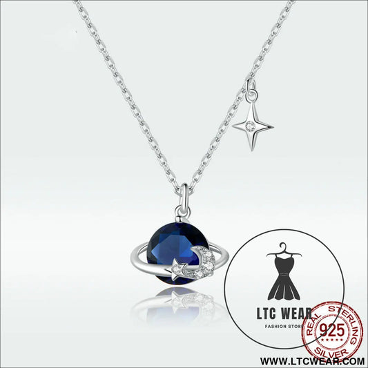 S925 sterling silver starry sky pendant necklace - bsn166 / sterling silver 925