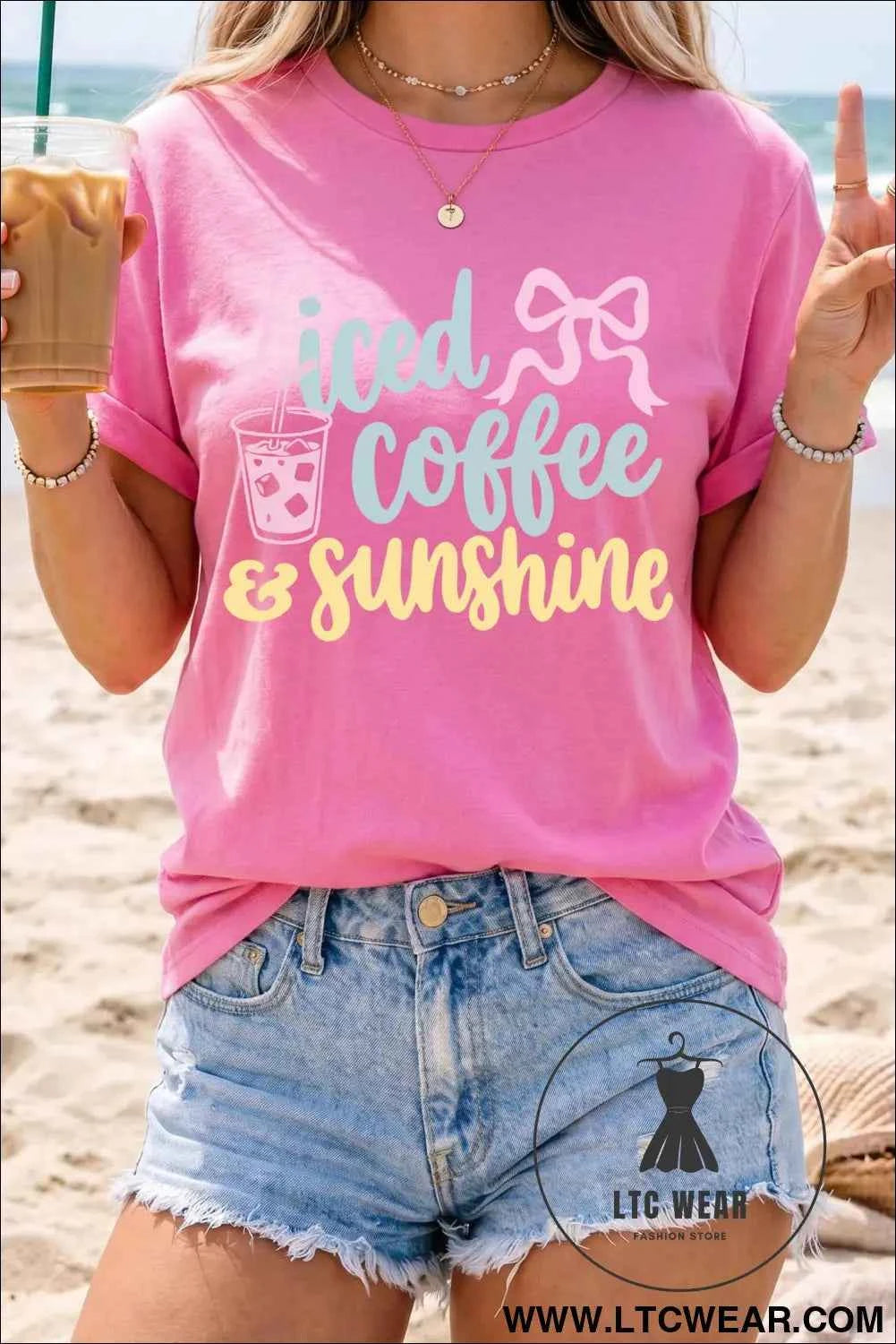 Sachet Pink Iced Coffee & Sunshine Summer Vacation Graphic Tee