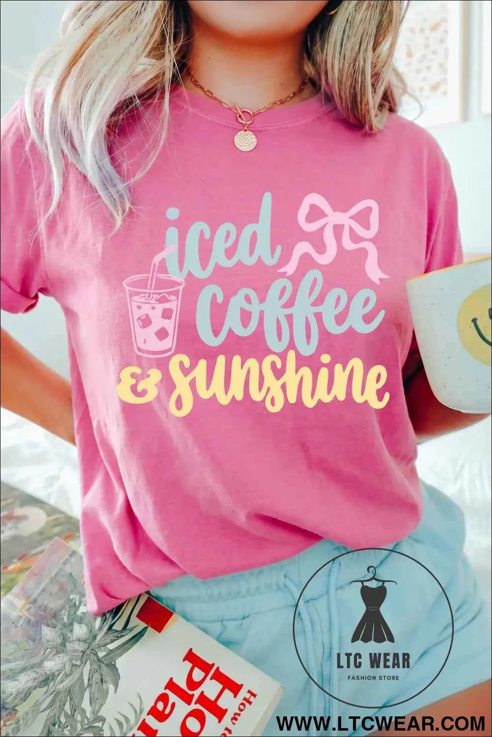 Sachet Pink Iced Coffee & Sunshine Summer Vacation Graphic Tee