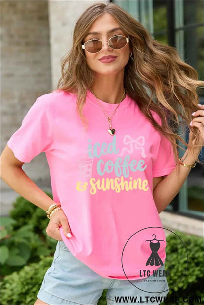 Sachet Pink Iced Coffee & Sunshine Summer Vacation Graphic Tee