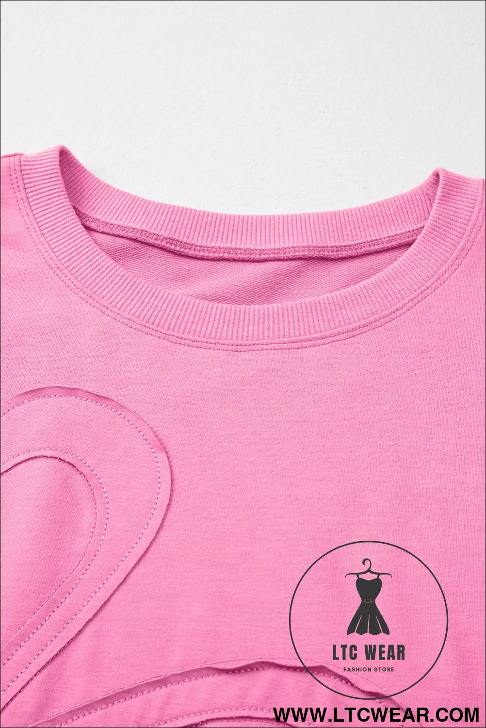 Sachet Pink Solid Color Floral Patched Half Sleeve Tunic Top - L.T.C Wear Online Fashion Store