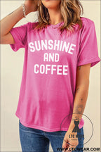 Sachet pink sunshine and coffee summer beachwear graphic tee - graphic tees