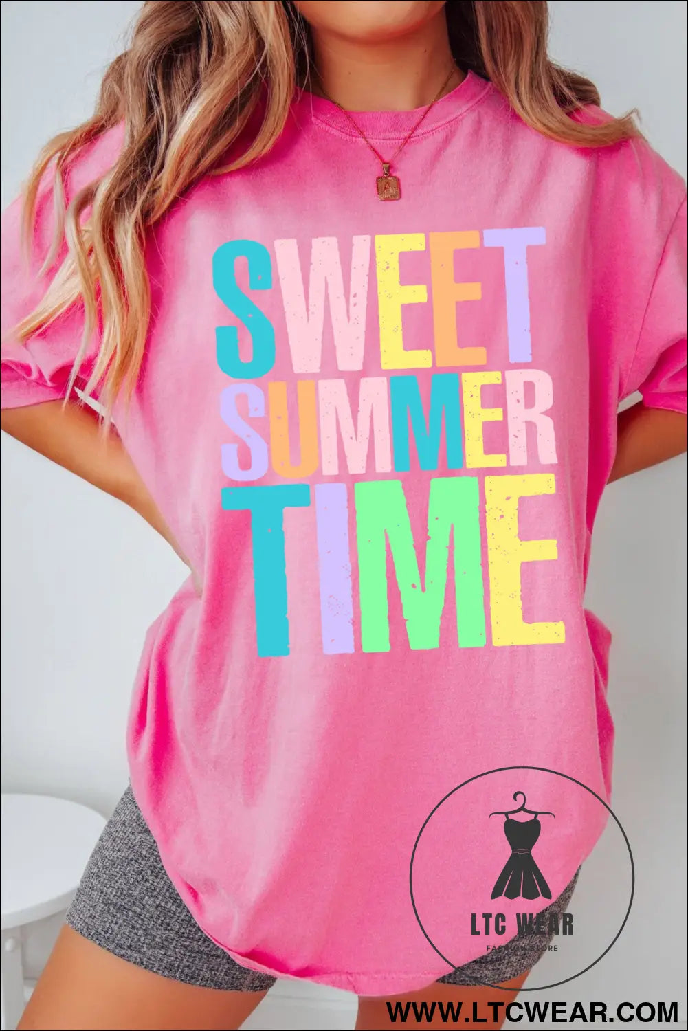 Sachet pink sweet summer time letter graphic tee - graphic tees