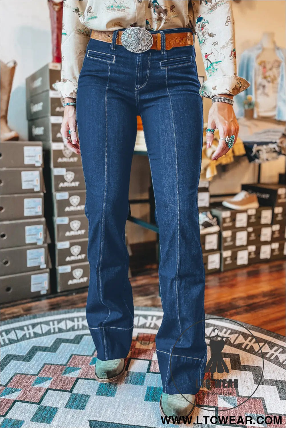 Sail blue center seam deep washed straight jeans - sail blue / 10 / 65% cotton + 33% polyester + 2% elastane - 15%