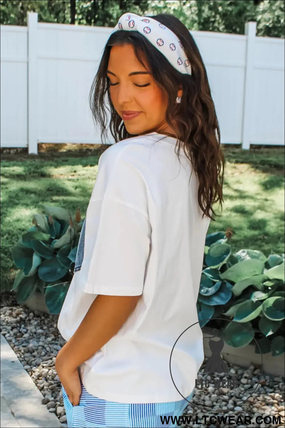 Sail blue color block chest pocket patched casual short sleeve top - 20%