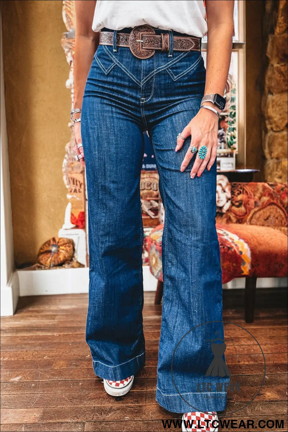 Sail blue stitched waist detail cuffed jeans - sail blue / 10 / 71% cotton + 27.5% polyester + 1.5% elastane - jeans