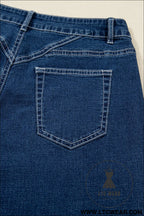 Sail blue stitched waist detail cuffed jeans - jeans