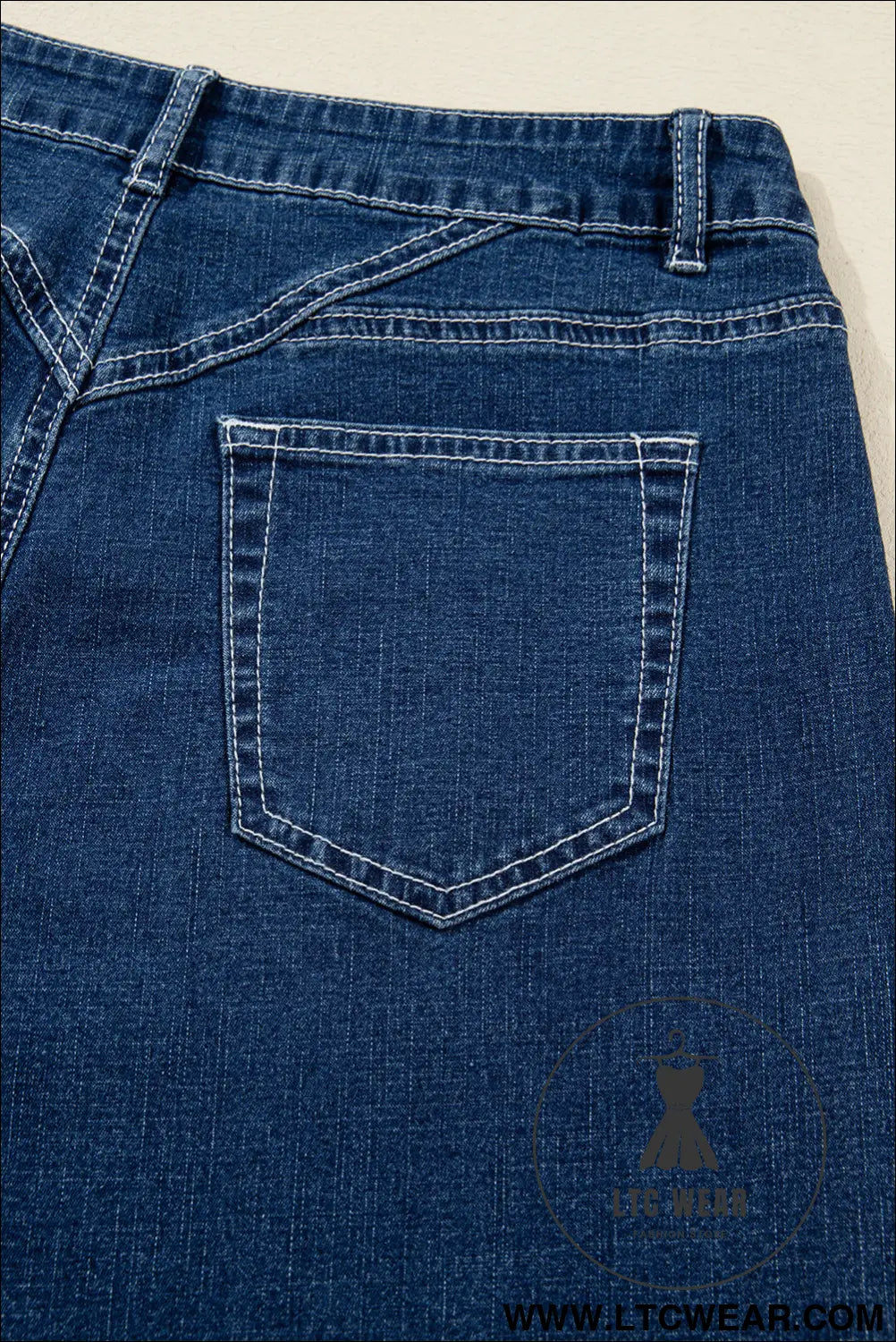 Sail blue stitched waist detail cuffed jeans - jeans