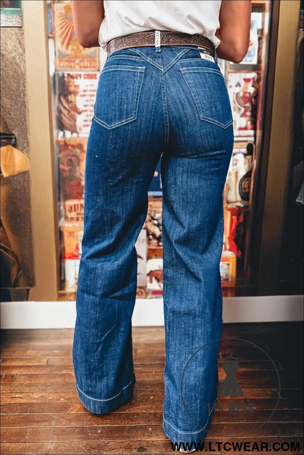 Sail blue stitched waist detail cuffed jeans - jeans