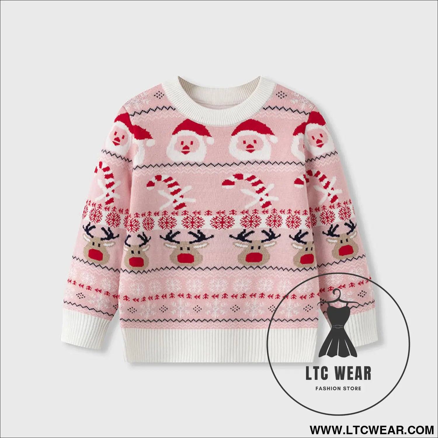 Santa claus baby base knitted sweater children’s pullover sweater - pink / 3y(90cm）
