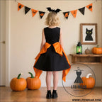 Satin printed dress with large butterfly embellishment sleeveless children’s formal dress