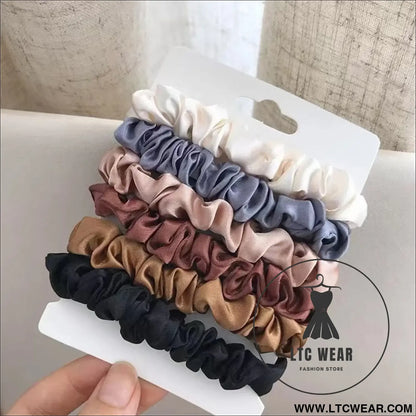 Satin Softness: 6pcs Luxury Hair Scrunchies for Women - L.T.C Wear Online Fashion Store