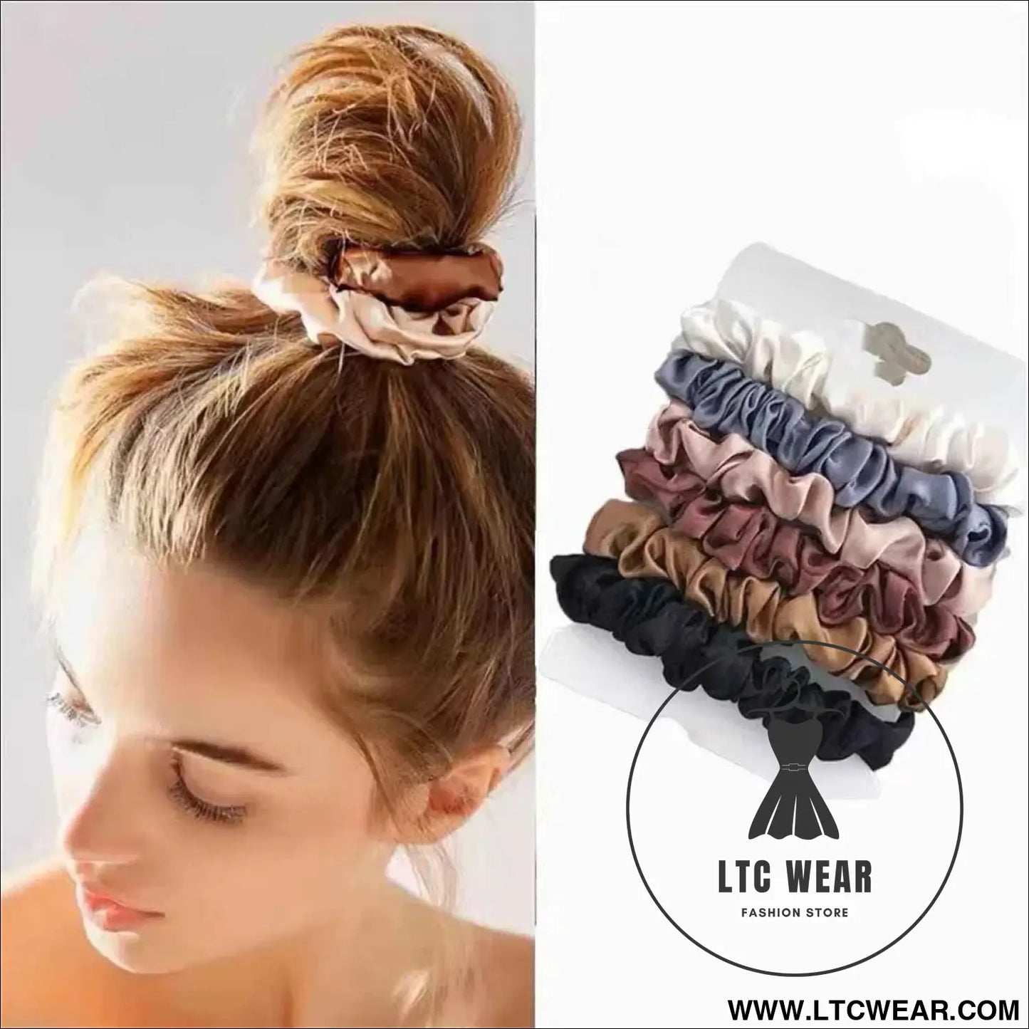 Satin Softness: 6pcs Luxury Hair Scrunchies for Women