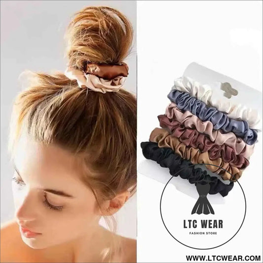 Satin Softness: 6pcs Luxury Hair Scrunchies for Women