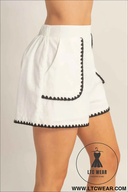 Scallop Trim High-waisted Shorts