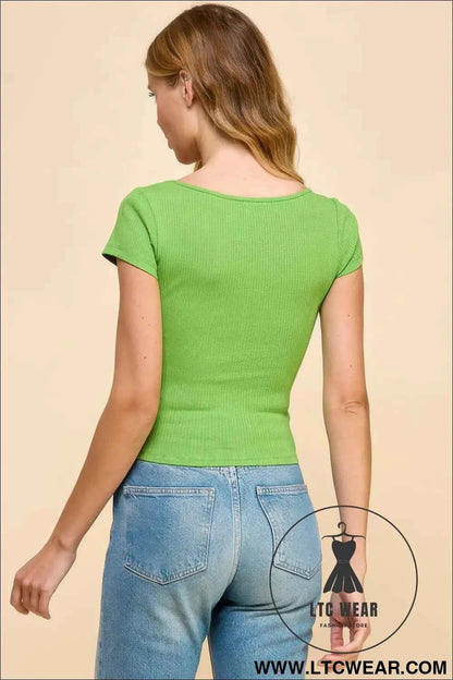 Scoop Neck W/mini Notch W/o Seaming Rib Tee
