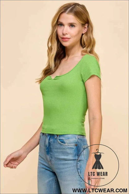 Scoop Neck W/mini Notch W/o Seaming Rib Tee
