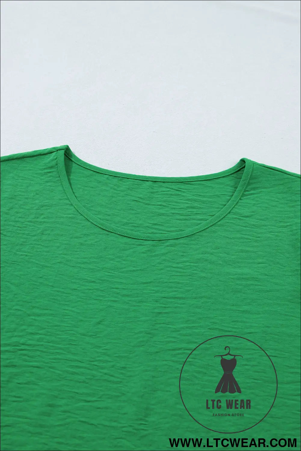 Sea Green Solid Color Ruffle Trim Short Sleeve Blouse - L.T.C Wear Online Fashion Store