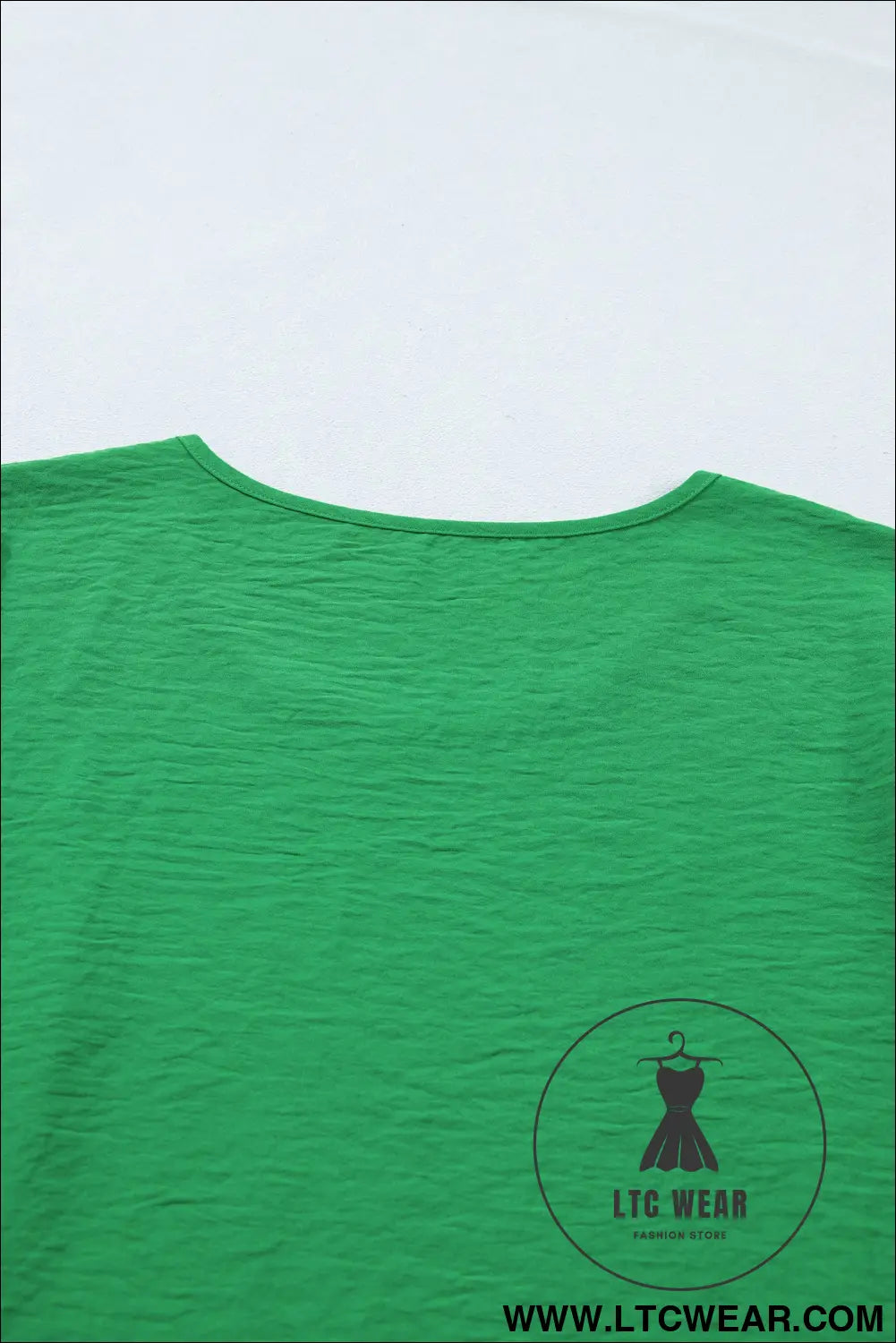 Sea Green Solid Color Ruffle Trim Short Sleeve Blouse - L.T.C Wear Online Fashion Store