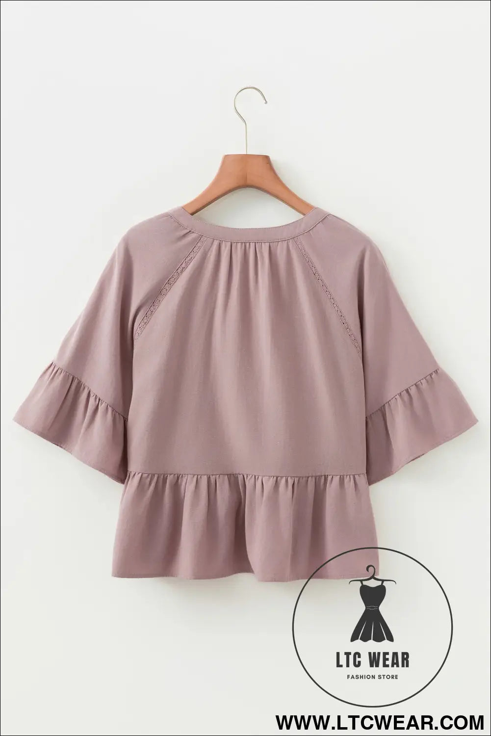 Sepia rose slit v neck ruffled loose blouse - blouses & shirts