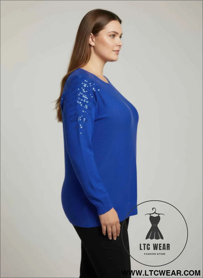 Sequin Shoulder Knit Tunic Top