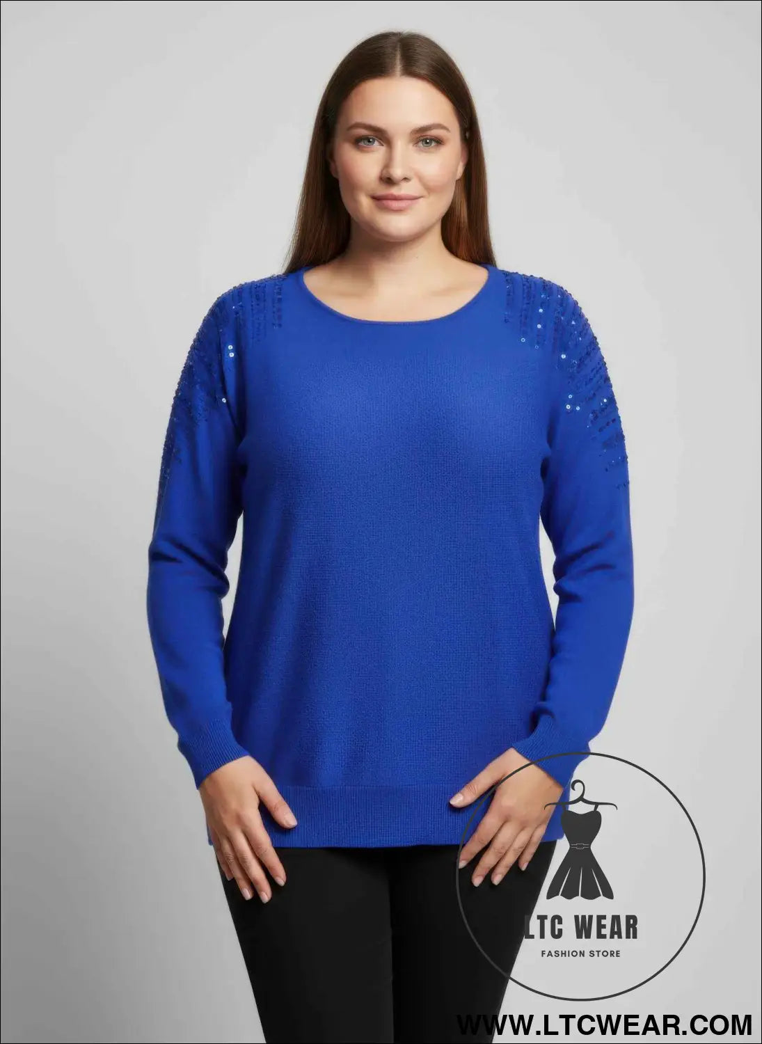 Sequin Shoulder Knit Tunic Top