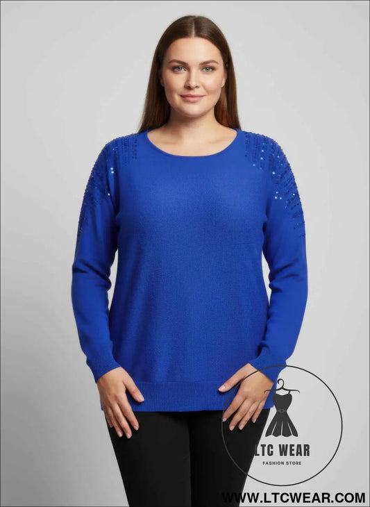 Sequin Shoulder Knit Tunic Top