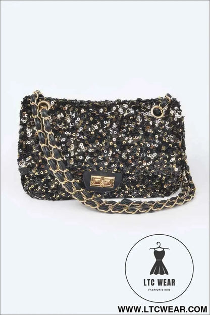 Sequins Flap Shoulder Bag