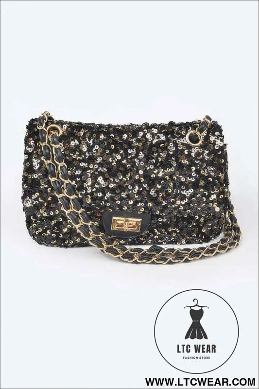 Sequins Flap Shoulder Bag