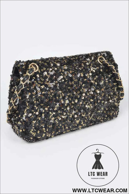 Sequins Flap Shoulder Bag