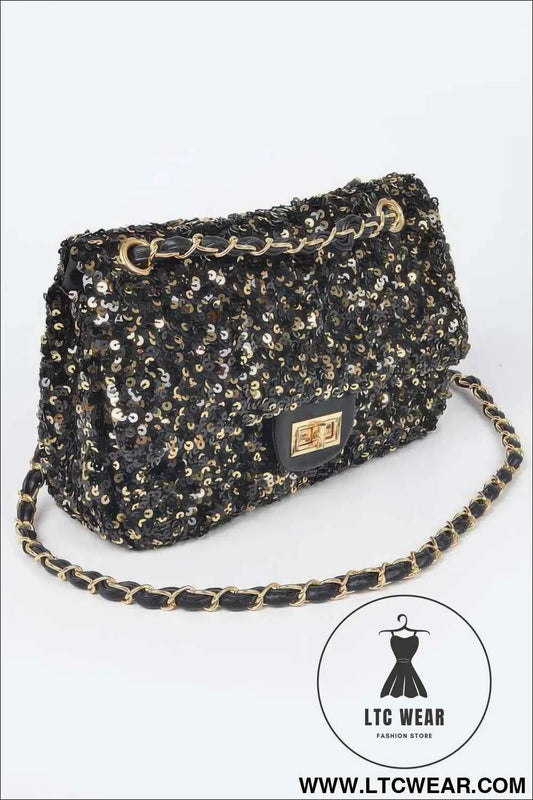 Sequins Flap Shoulder Bag