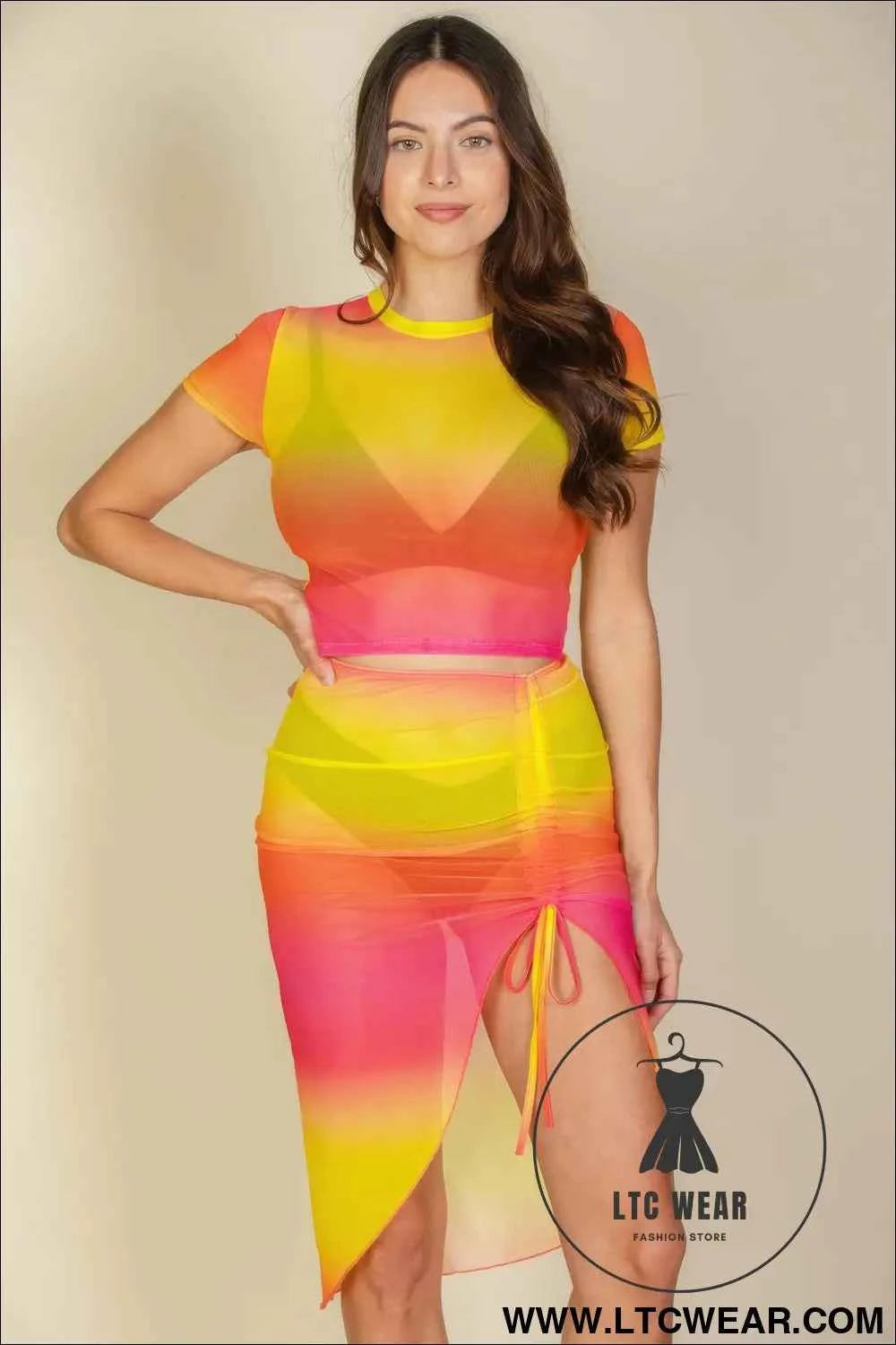 Sexy Mesh Sheer Short Sleeve Crop Top