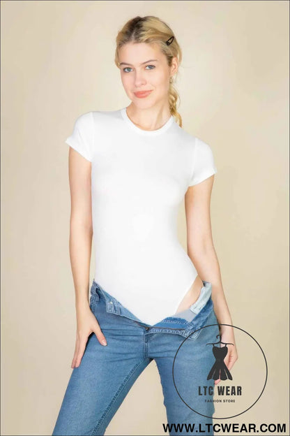 Short Sleeve Crew Neck Bodysuit