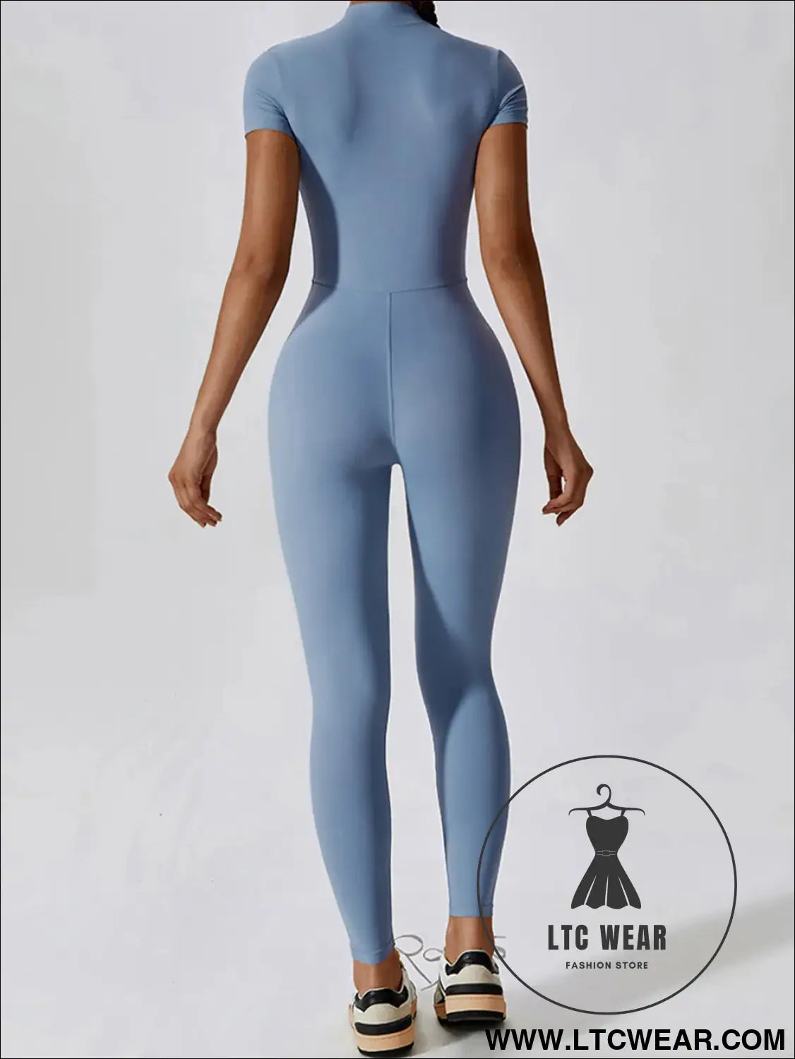 Short sleeve half zip active jumpsuit