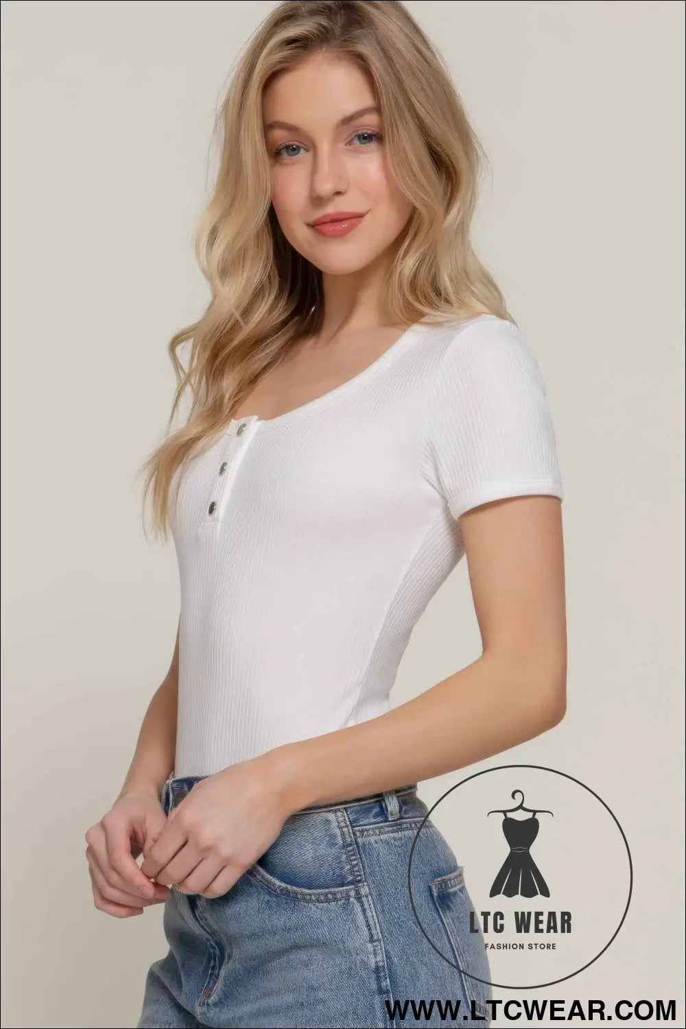 Short Slv Snap Button Rib Bodysuit