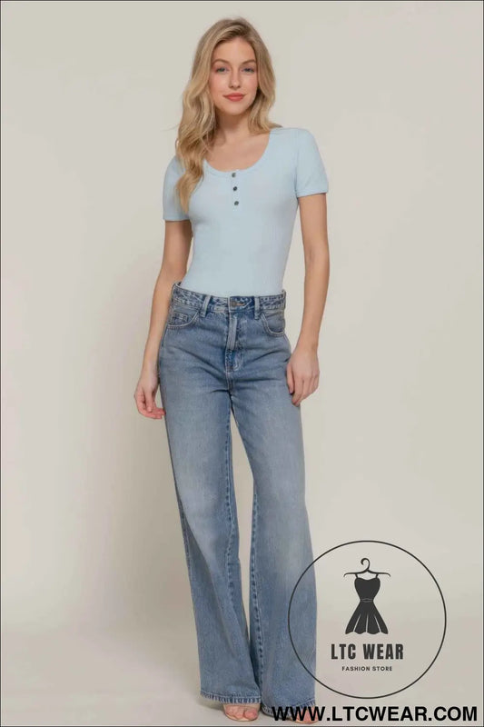 Short Slv Snap Button Rib Bodysuit