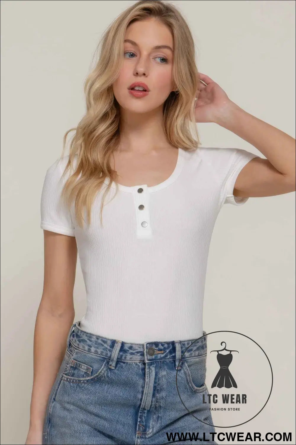 Short Slv Snap Button Rib Bodysuit