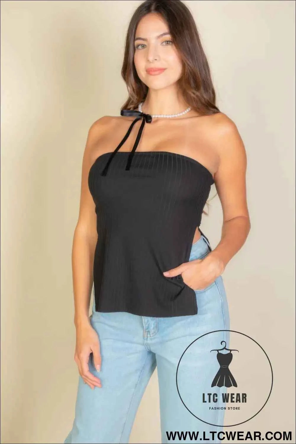 Side Slit Bandeau Tube Top