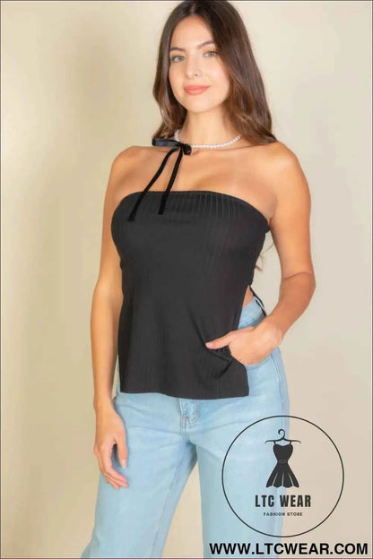 Side Slit Bandeau Tube Top