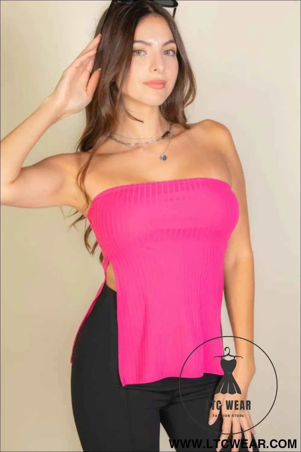 Side Slit Bandeau Tube Top