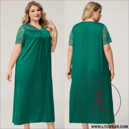 Silk Satin Oversized Sleepwear for Women Summer Short Sleeve Long Nightdress Loose Casual Loungewear Women - L.T.C Wear Online Fashion Store
