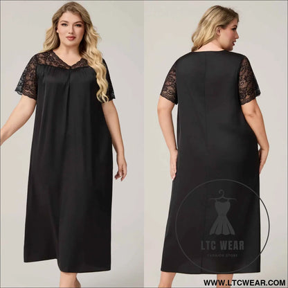 Silk Satin Oversized Sleepwear for Women Summer Short Sleeve Long Nightdress Loose Casual Loungewear Women