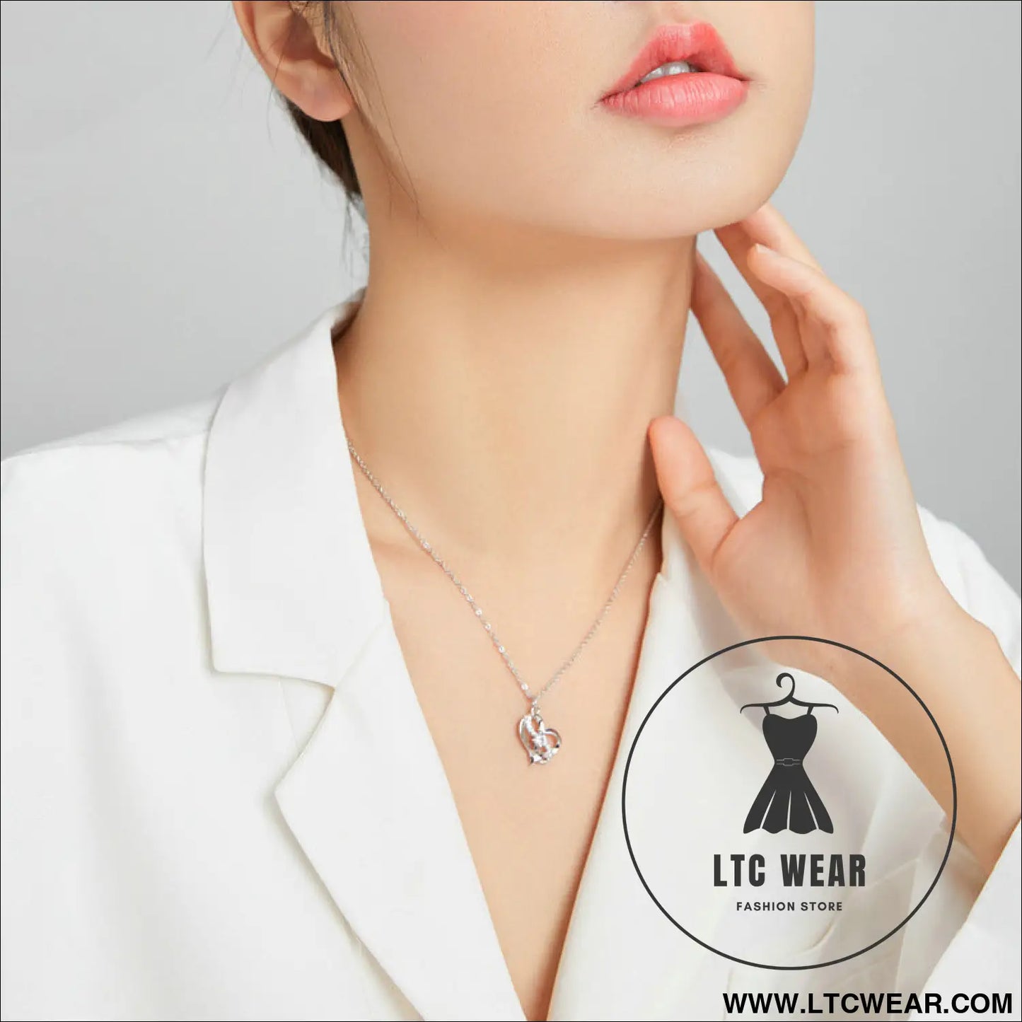 Silver s925 necklace women’s heart-shaped pendant jewelry - scn442 / sterling silver 925
