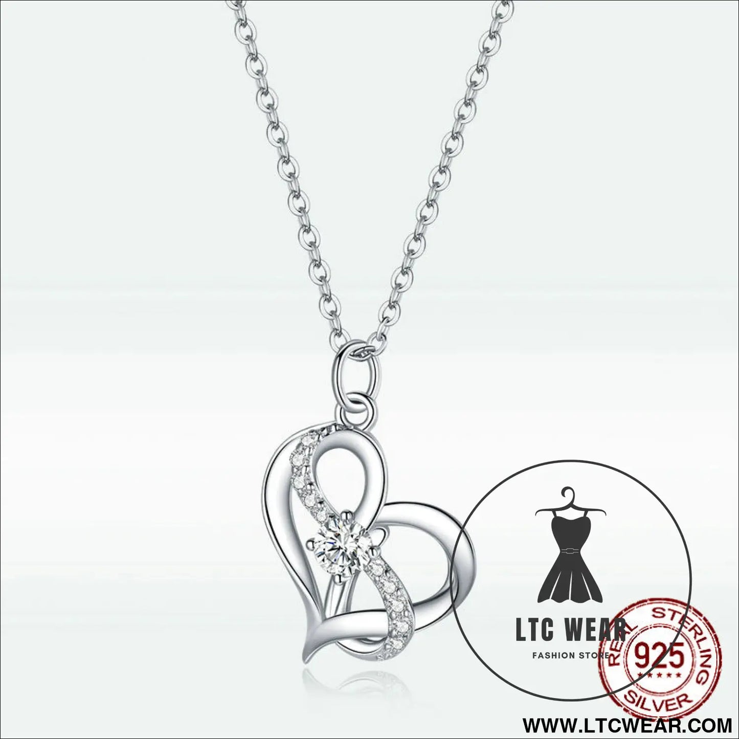 Silver s925 necklace women’s heart-shaped pendant jewelry - scn442 / sterling silver 925